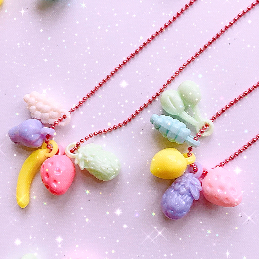 Pop Cutie Gacha Fruit Charm Necklaces - 6 pcs. Wholesale