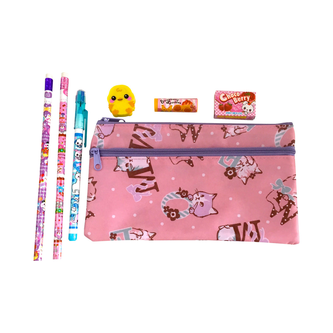 Ltd. Pop Cutie Japanese Pen Case Cat Gift Set  X 12 pcs