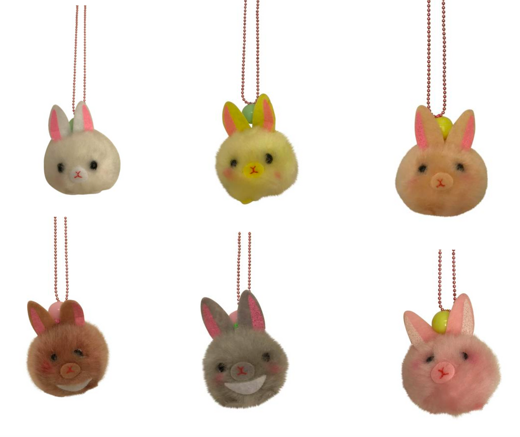 Ltd. Pop Cutie PomPom Bunny Necklaces  - 6 pcs. Wholesale