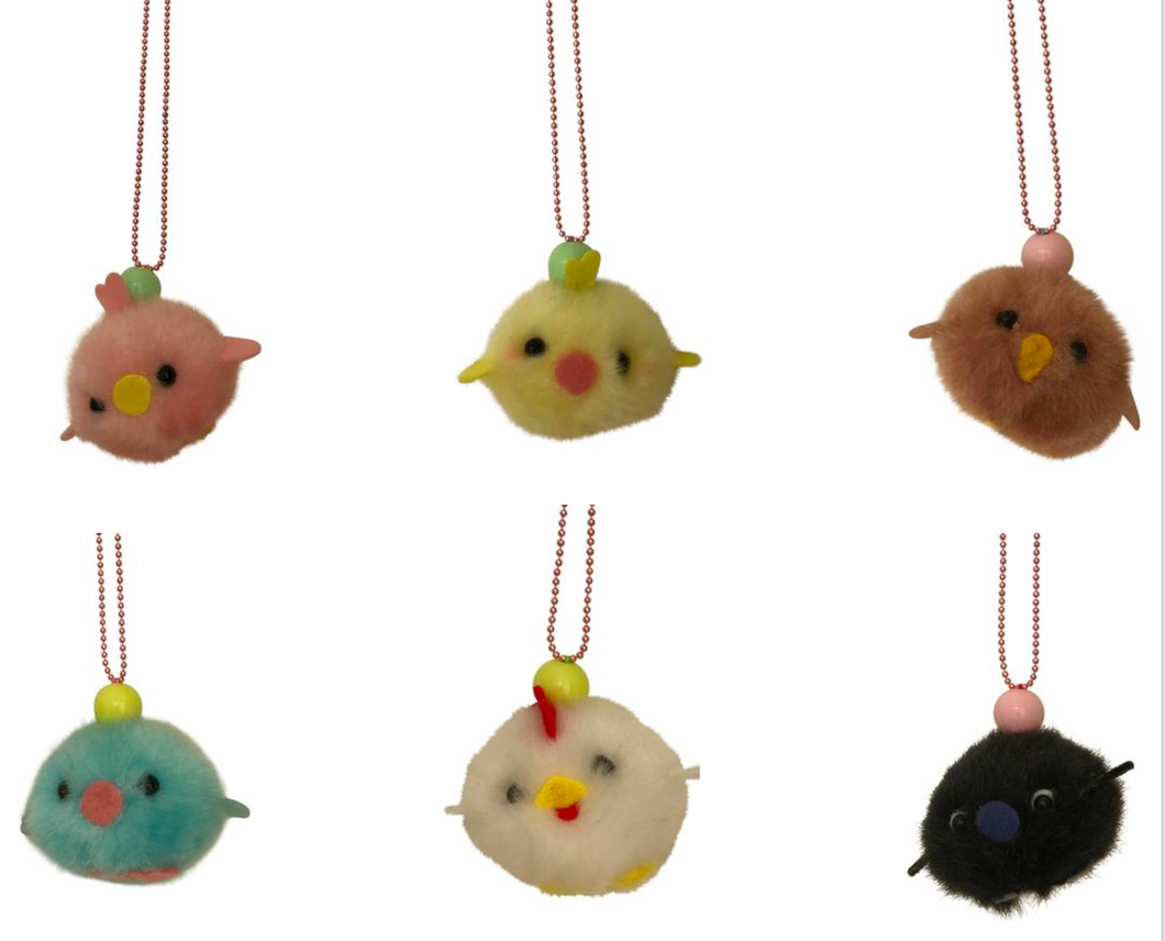 Ltd. Pop Cutie PomPom Bird Necklaces  - 6 pcs. Wholesale